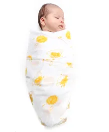 Kaarpas Premium Organic Cotton Muslin Baby Wrap Swaddle With Sky Theme of Sun - Large