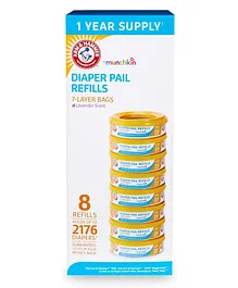 Munchkin Arm & Hammer Diaper Pail Refill Rings Pack of 8 - White