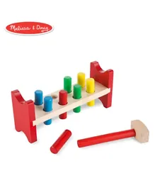 Melissa & Doug Wooden Pound-a-Peg Classic Toy - Red