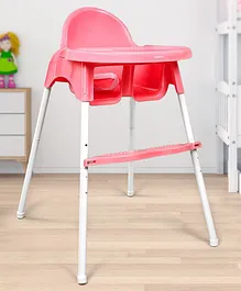 Babyhug Grace 2 in 1 Dining Chair With 2 Point Safety Harness and Anti Slip Footrest - Pink