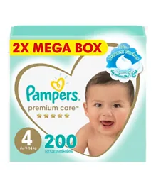 Pampers Premium Care Taped Diapers Mega Box Size 4 - 200 Pieces