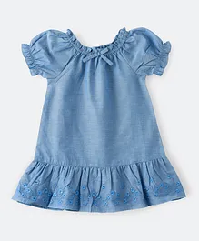 Jelliene Floral Embroidered Top - Blue