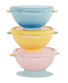 Badabulle Funcolors 3 Bowls With lid And Non-Slip Suction Base - 330mL Each