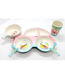 Factory Price Car Design Bamboo Tableware Pink & Blue -  5 Pieces