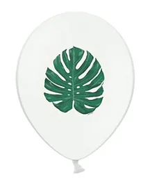 PartyDeco Pastel Pure White Leaves Printed Balloons - Pack of 6