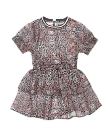دي جي داتشجينز فستان بطباعة حيوانية متعدد الطبقات - متعدد الألوان