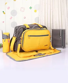 Babyhug Duet Diaper Bag - Grey & Yellow