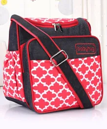 Babyhug Vogue Denim Diaper Bag Quatrefoil Design - Red