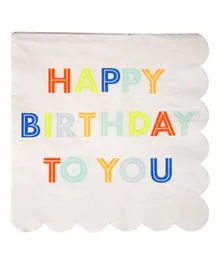 Meri Meri Happy Birthday to You Napkin Small Pack of 20 - Multicolour