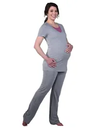 Mums & Bumps Mamsy Maternity 2-Piece Pyjama Set - Grey