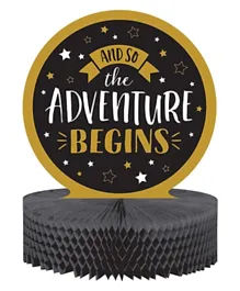 Creative Converting Grad Adventure Centerpiece, Honeycomb - Black