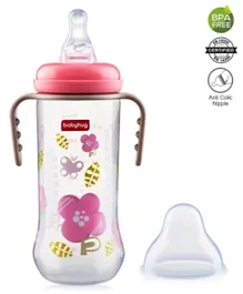 Babyhug Polypropylene Anti-Colic Sterilizable Feeding Bottle With Handle Pink - 250mL