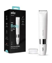 Braun BS 1000 Body Mini Trimmer Wet & Dry with Trimming Comb - White