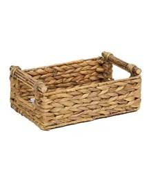 Homesmiths Water Hyacinth Basket With Rattan Handles - Small