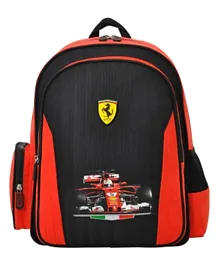Ferrari School Bag Car Print Red Black  - Height 16 Inches