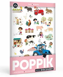 Poppik Mini Discovery Sticker Poster On The Farm - Pink