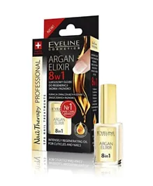 EVELINE MAKEUP 8-in-1 Argan Elixir Intensive Nail Cuticle Oil Regeneration Therapy - 12mL