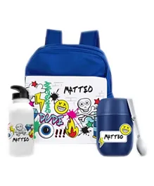 ESSMAK Grafitti Artist Boy Personalized Thermos Set with Backpack and Water Bottle, 11', Blue