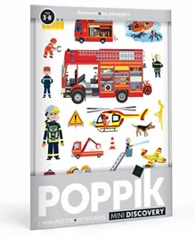 Poppik Mini Discovery Sticker Poster The Firefighters - Grey