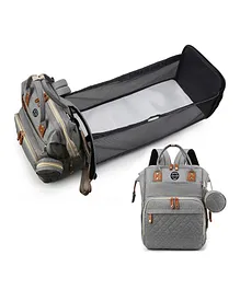 Little Story - Diaper Bag wt portable bassinet bed & pacifier pouch - Grey