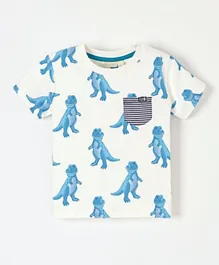 JoJo Maman Bebe T-Rex T-Shirt - Ecru