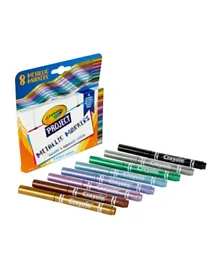 كرايولا - أقلام تلوين بروجكت ميتالك متعدد الألوان  - عبوة من 8 قطع