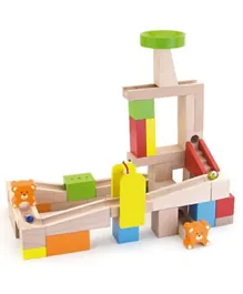 Viga Wooden Marble Run Pack of 49 pieces - Multicolour