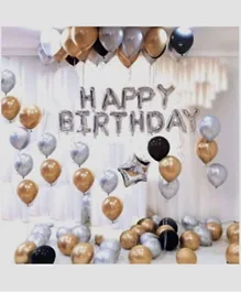 Highland Gold, Silver and Black Happy Birthday Decoration Kit or Boys Girls - 31 Pieces