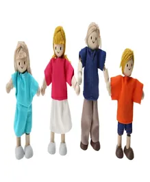 Plan Toys Wooden Family Doll Pack Of 4 - Multicolour
