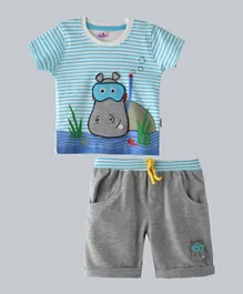 Smart Baby Hippo T-Shirt With Bermuda Set - Blue