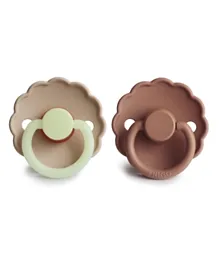 FRIGG Daisy Latex Baby Pacifier 2-Pack Croissant Night/Rose Gold - Size 2