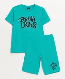 LC Waikiki Break The Limits Graphic T-shirt & Shorts Set - Green