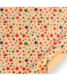 Generic Star Print Kraft Wrapping Paper Multicolor - 6 Pieces