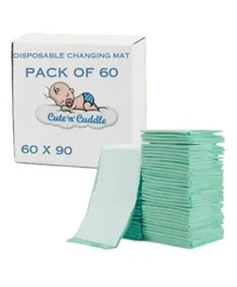 Cute 'n' Cuddle Disposable Changing Mats Green - Pack of 60