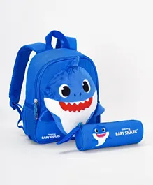 Baby Shark 3D School Bag & Pencil Case Set Blue - 12 Inch