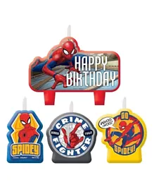 Party Centre Spider Man Birthday Candle Set - Pack of 4