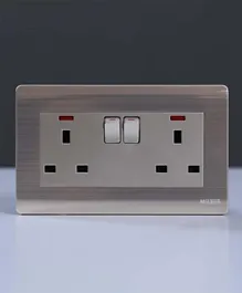 Danube Home 13A 2 Gang Socket With Neon Gd - Gold/Beige