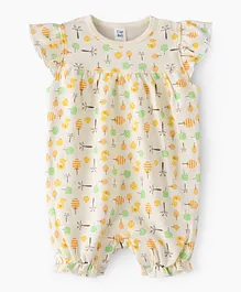 Tiny Hug Trees Printed Romper - Cream