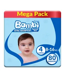 Sanita Bambi Baby Diapers Mega Pack Size 4 Large - 80 Pieces