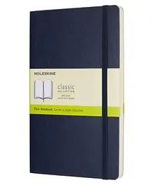 دفتر ملاحظات كلاسيكي من مولسكين، غلاف مرن، مقاس L (5 × 825 انش) سادة /فارغ، 192 صفحة، ازرق ياقوتي