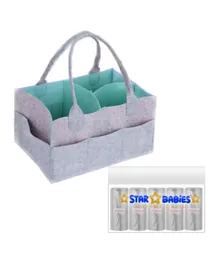 Star Babies Caddy Diaper Bag Organizer With Scented Bag 5 Pieces - Grey