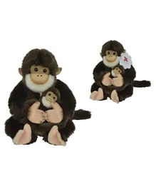 Nicotoy Sitting Monkey With Baby Dark Brown - Height 25 cm