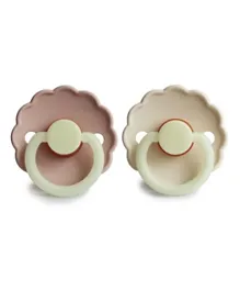 FRIGG Daisy Silicone Baby Pacifier 2-Pack Blush Night/Cream Night - Size 2