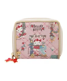 Hello Kitty Zip Closure Wallet Tri Pocket Purse Card Holder - Pink