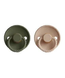 FRIGG Rope Latex Baby Pacifier 2-Pack Croissant/Olive - Size 2