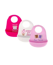 Hudson Childrenswear Silicone Bibs Love You Pink - 3 Pieces