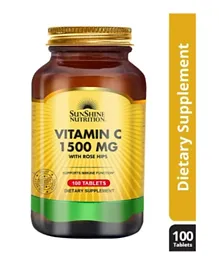 SUNSHINE Nutrition Vitamin C Dietary Supplement - 1500 MG With Rosehips - 100 Tablets