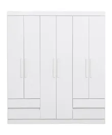 PAN Home Enstatite 6 Door Wardrobe With 4 Drawers - White