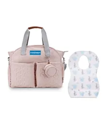Star Babies Diaper Bag with Pacifier Pouch And Disposable Bibs -Pink