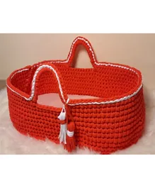 Pikkaboo Handmade Crochet Moses Basket - Orange
